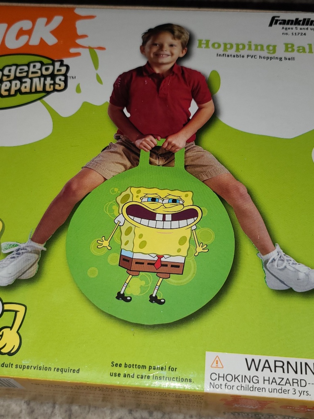 Vintage 2009 Franklin Sports Nickelodeon SpongeBob SquarePants hopping ball toy